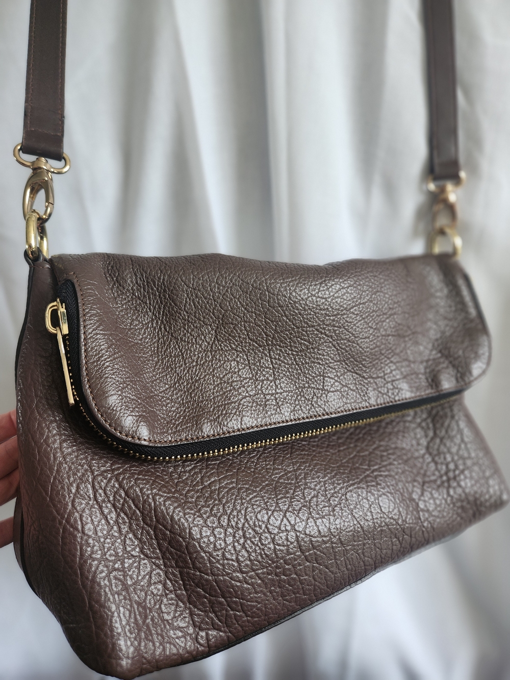 A. Bellucci Brown Leather Crossbody Bag Made In Italy Good Condition